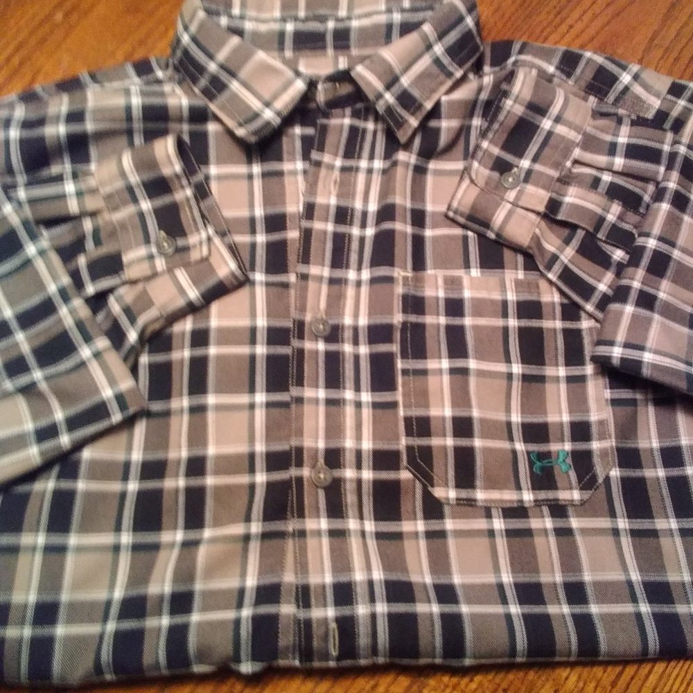 Under Armour Button Down Plaid Shirt (Brown/Tan)